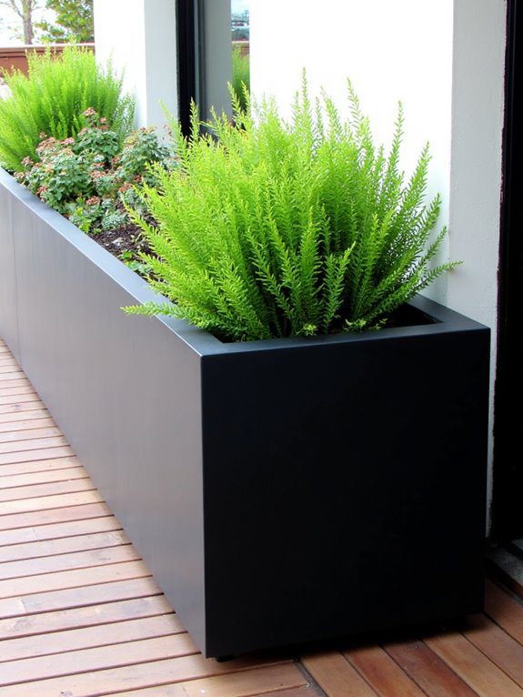 bold contrast with planters