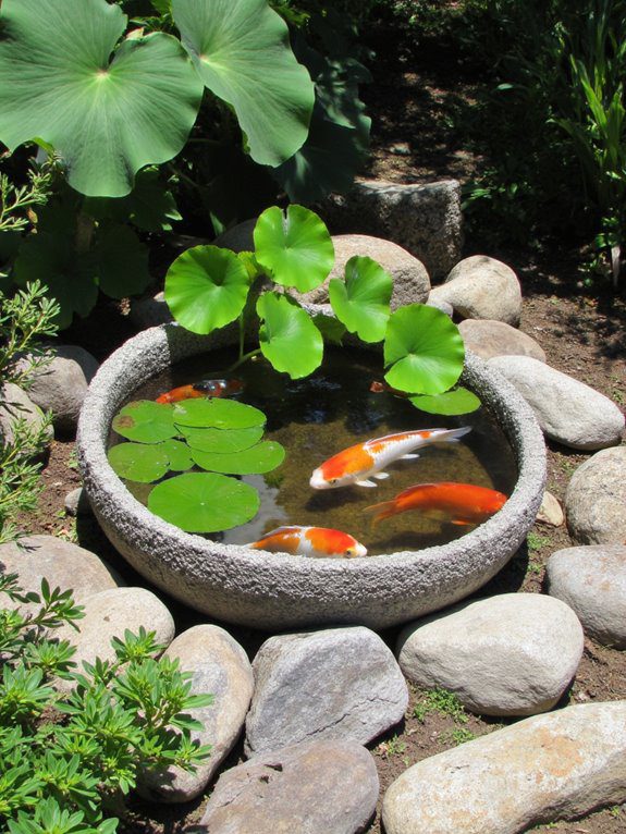 container pond with goldfish