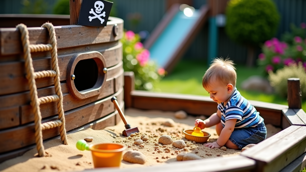 Children's play area with sandbox