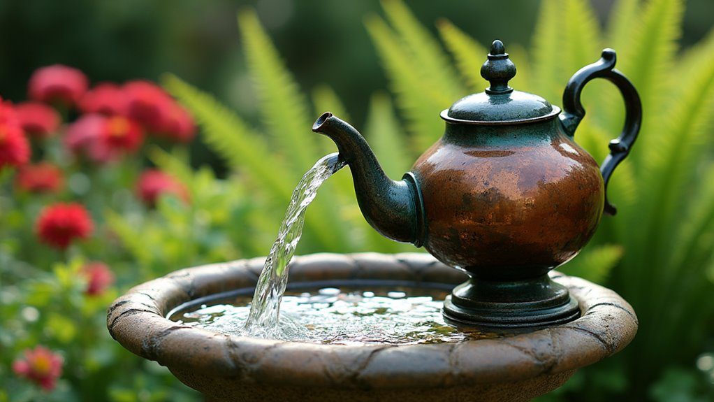 antique teapot water feature