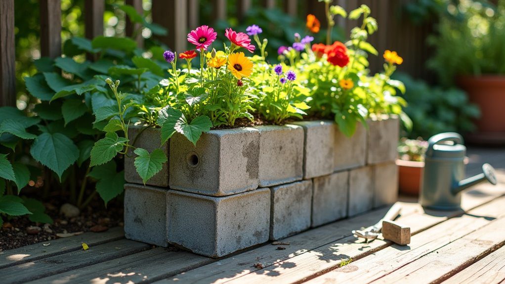 cinder block gardening container
