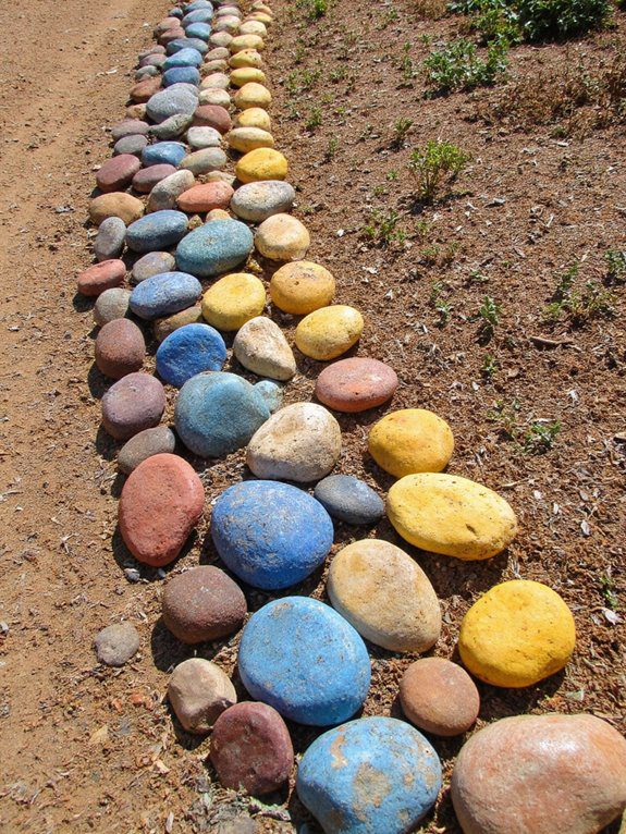 colorful stones enhance gardens