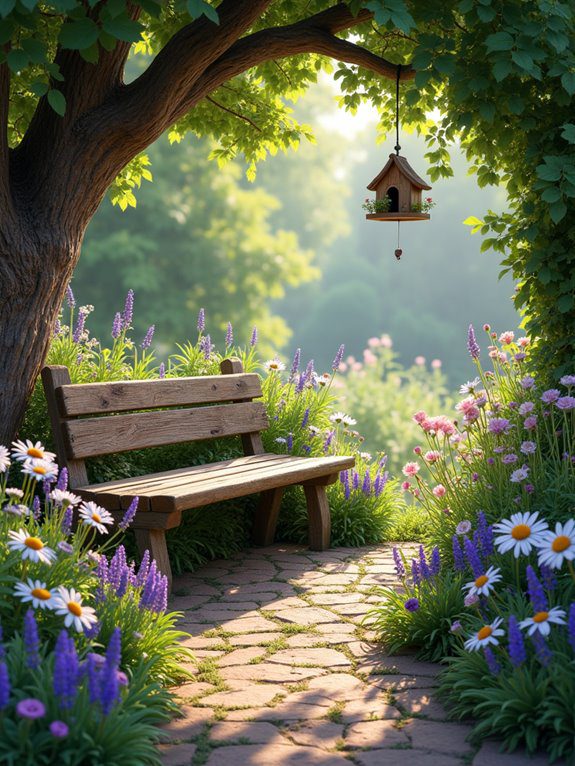 cozy nook among blooms