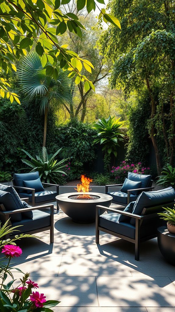 cozy seating lush plants