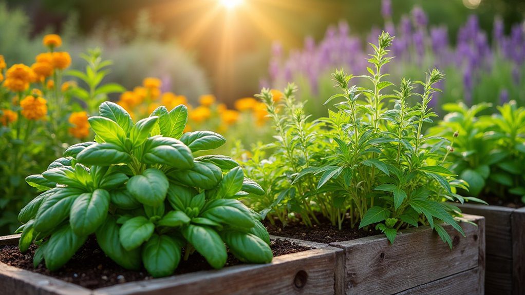 elevated herb planting beds