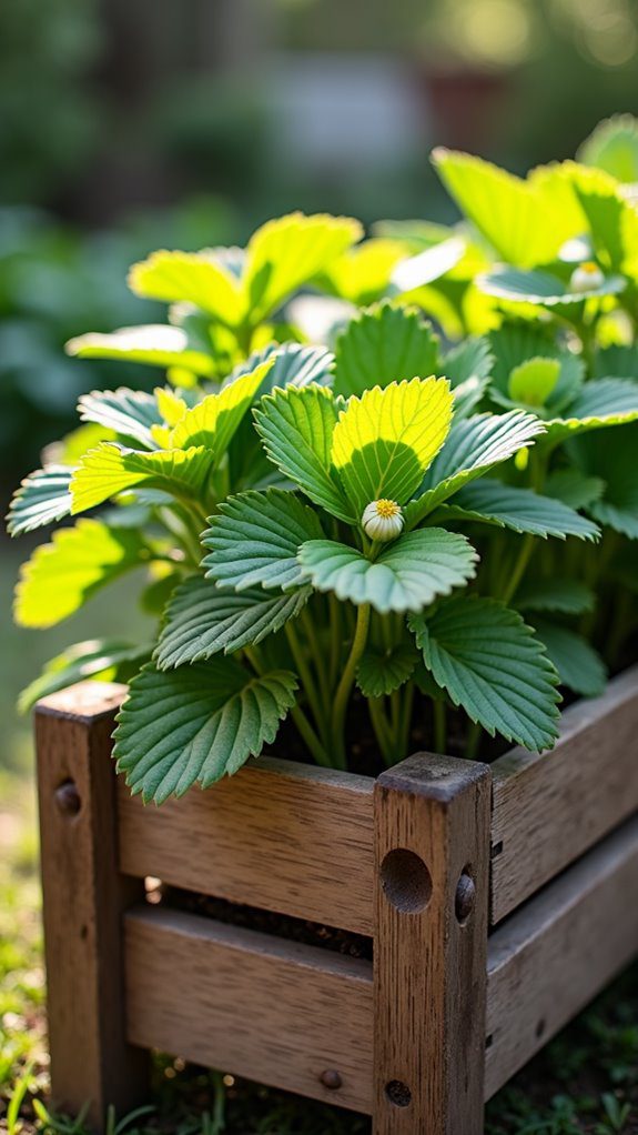 handcrafted wooden strawberry planter