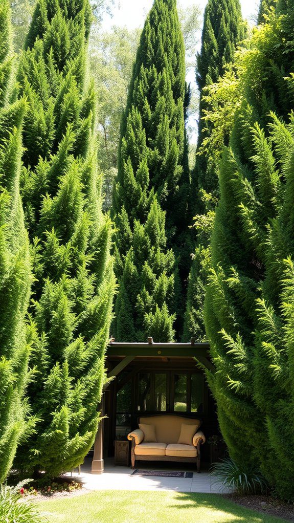 height with evergreen plants