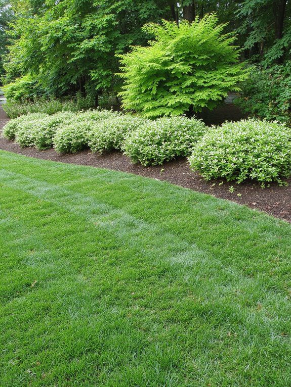 lush garden borders with shrubs