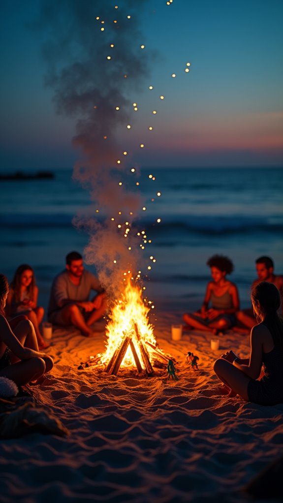 magical beach bonfire gathering