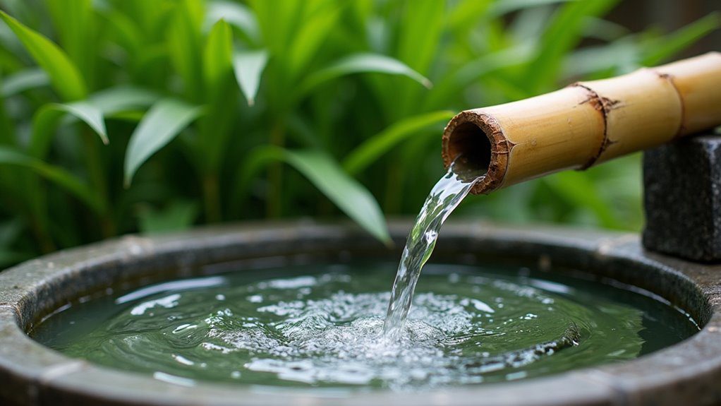 natural bamboo water feature