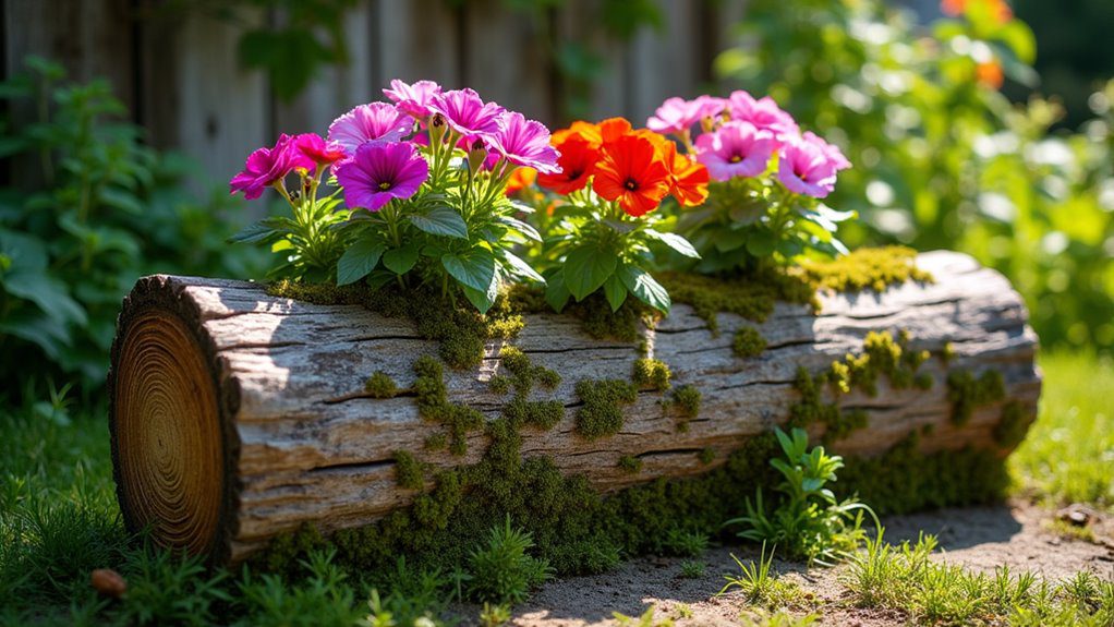 natural wood garden planter