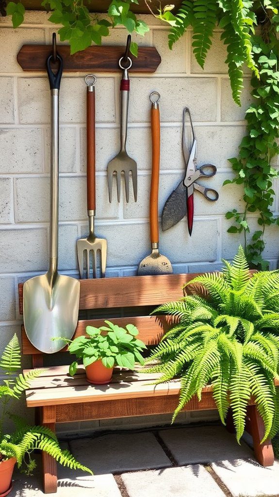 organized garden tool storage