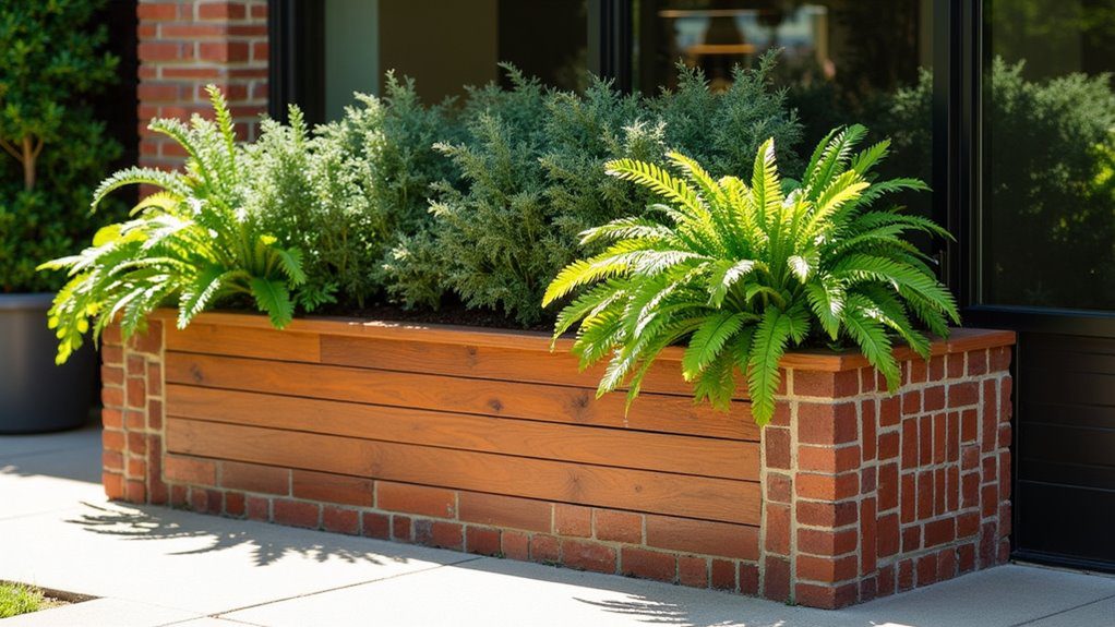 planter made of brick and wood