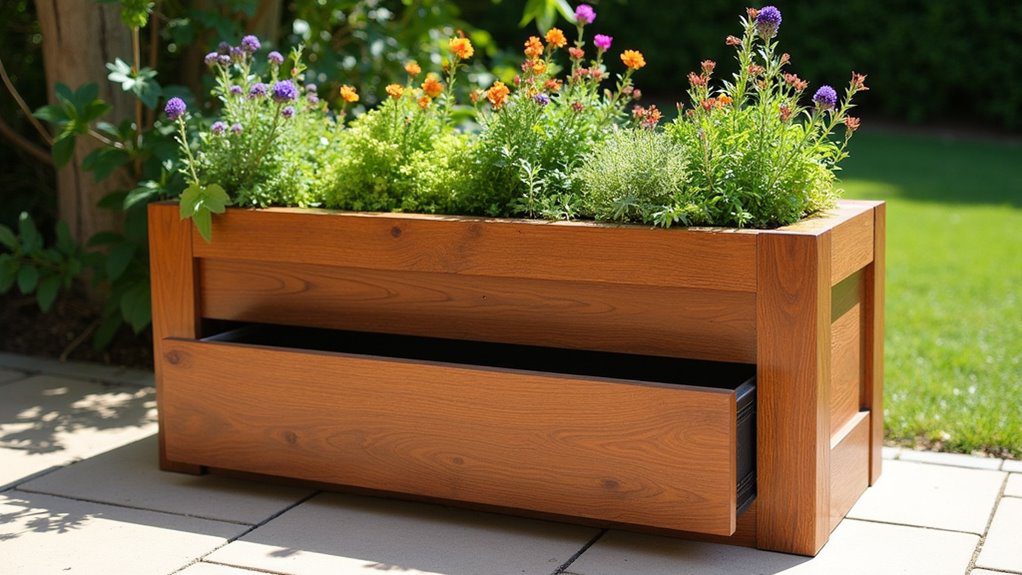 storage integrated planter box