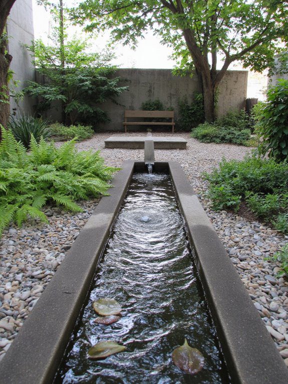 tranquil courtyard water features