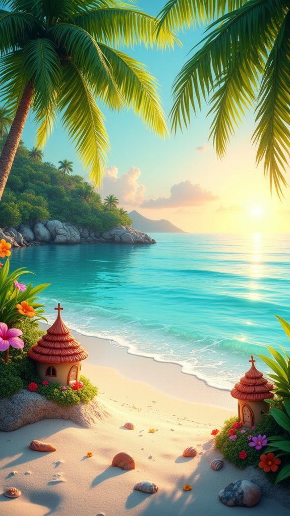 tropical beach fairy garden