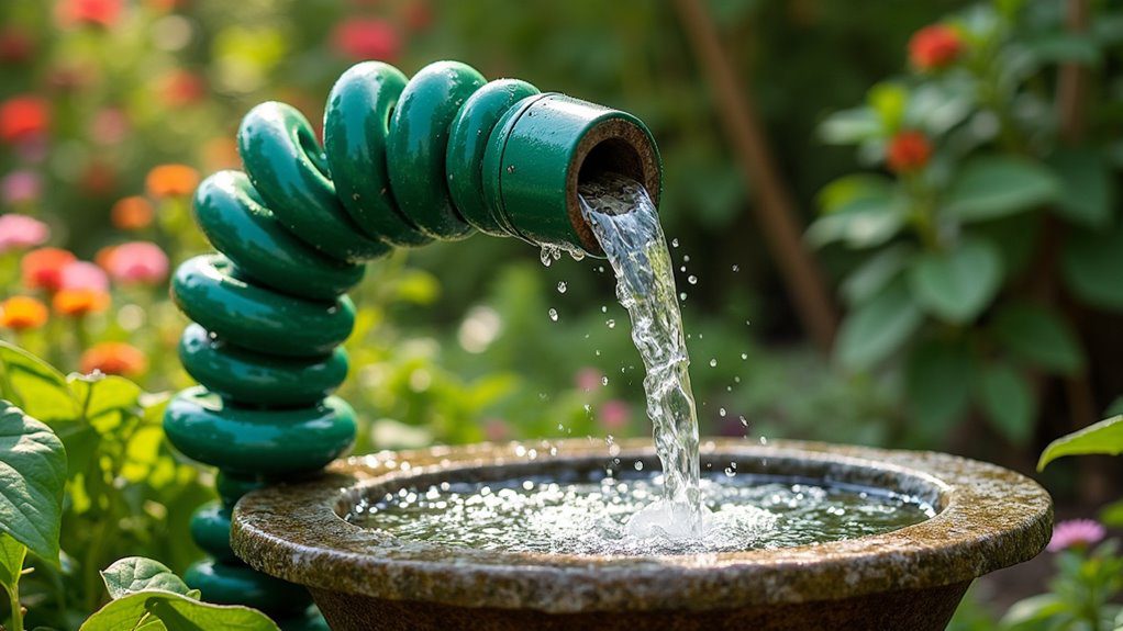upcycled hose water feature