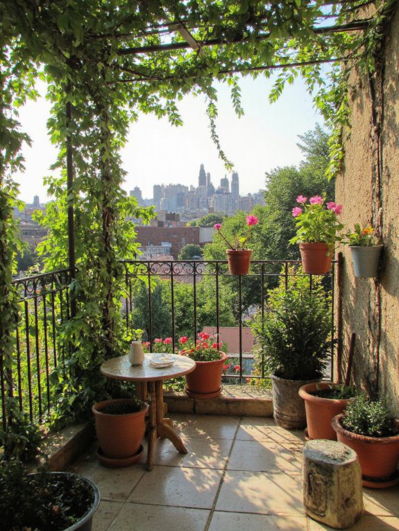 vibrant balcony garden artwork