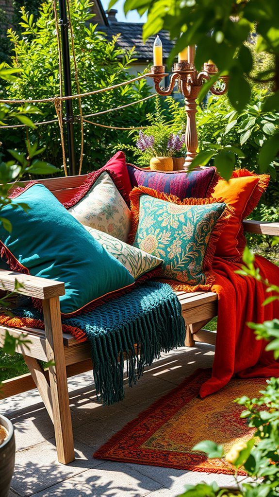 vibrant cushions and throws