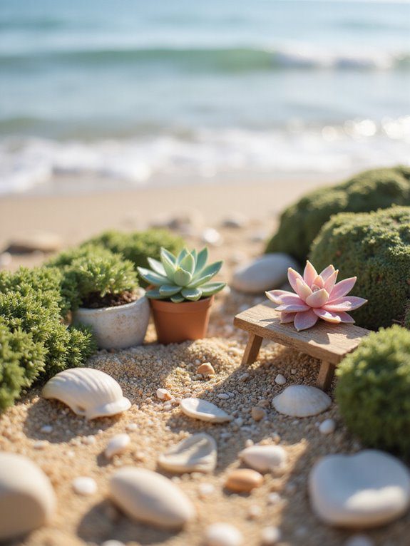 vibrant seaside fairy garden