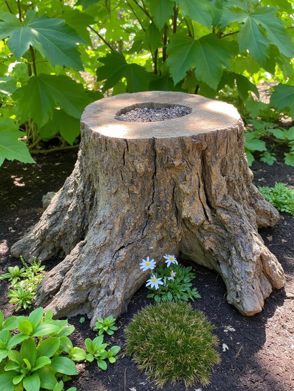 bird feeder from stump