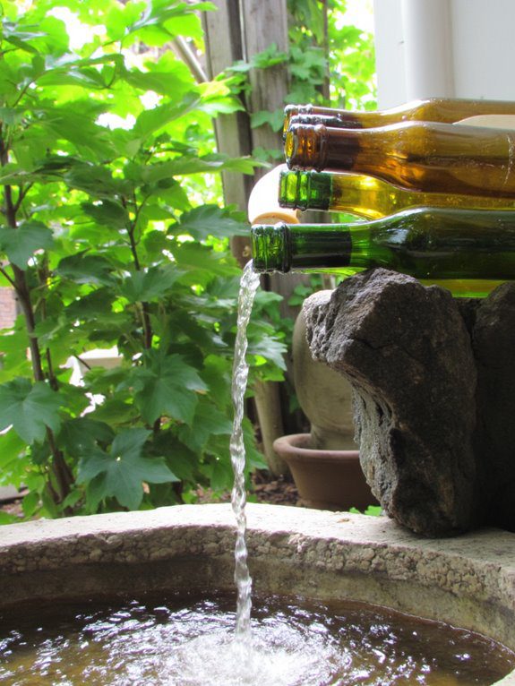 bubbling bottle garden fountain