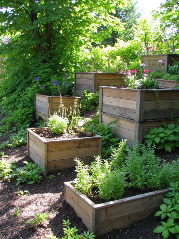 cascading wooden box planters