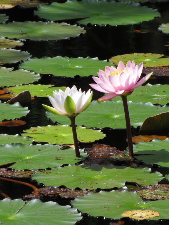colorful pond with lilies