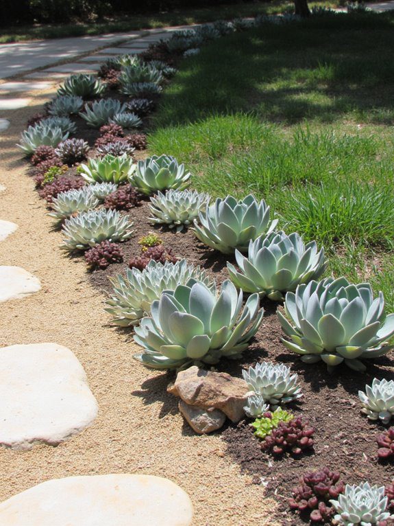 colorful succulent walkway border