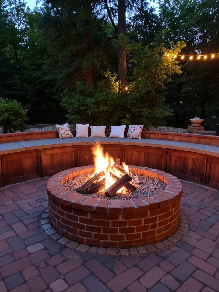 cozy brick bonfire pit