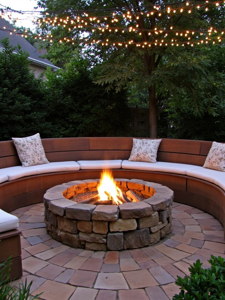cozy circular paver fire pit