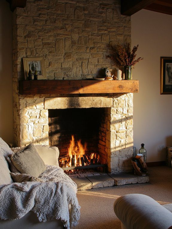 cozy fireplace gathering space