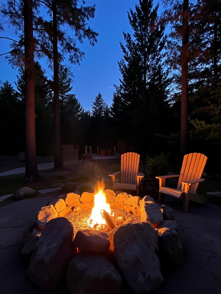 cozy natural rock fire pit