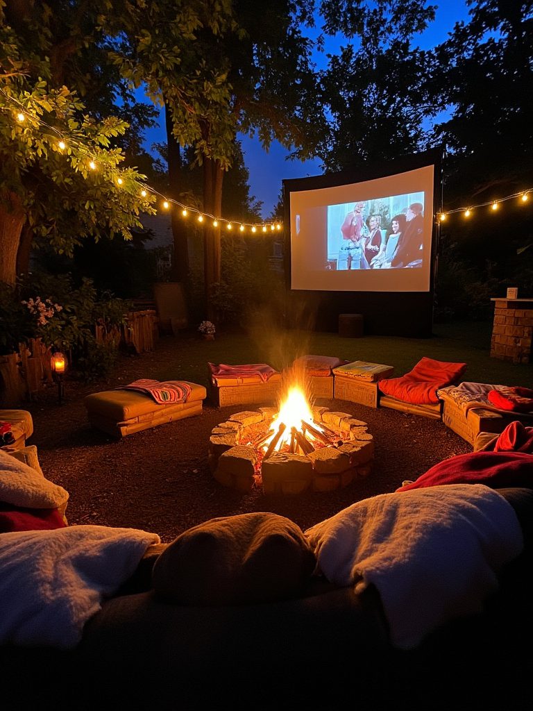 cozy outdoor movie night