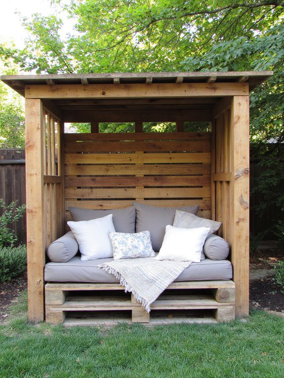 cozy pallet framed outdoor lounge