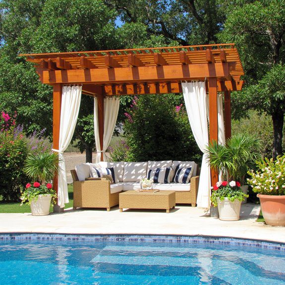 cozy poolside pergola lounge