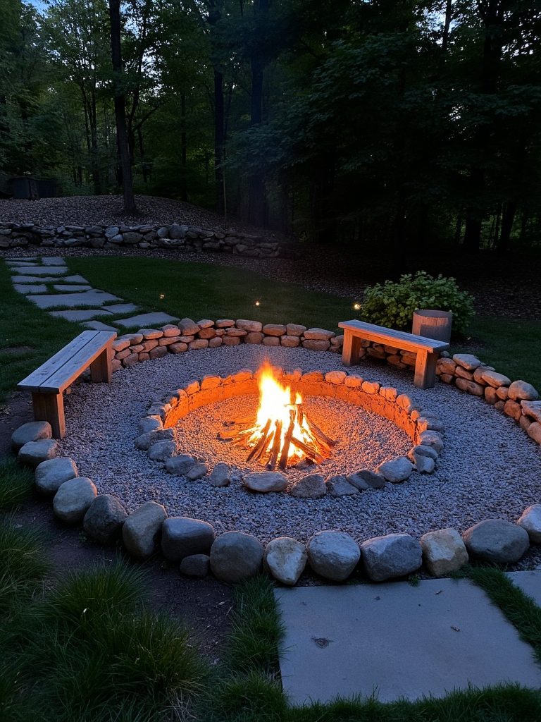 cozy sunken bonfire pit