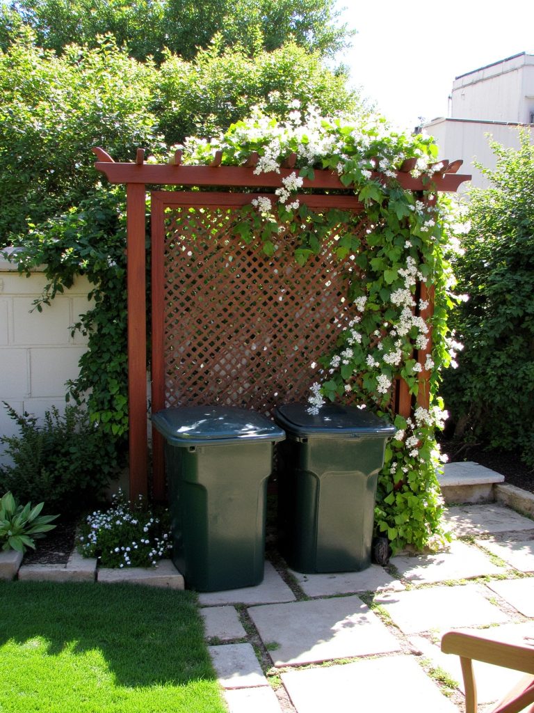 decorative trellis with climbing plants