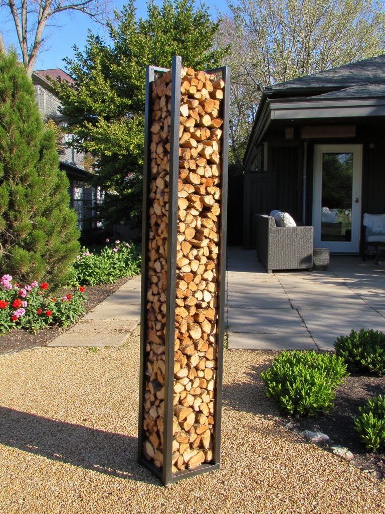 decorative vertical firewood storage