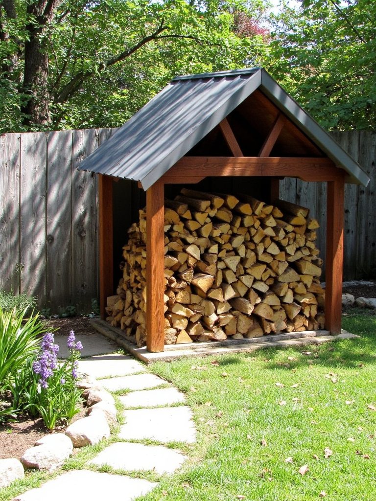 efficient vertical firewood storage