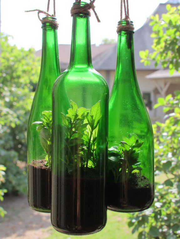 hanging herb bottle planters