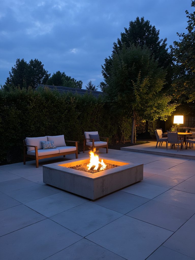 modern concrete fire pit