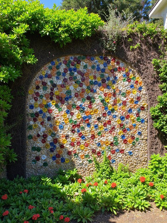 mosaic bottle wall garden