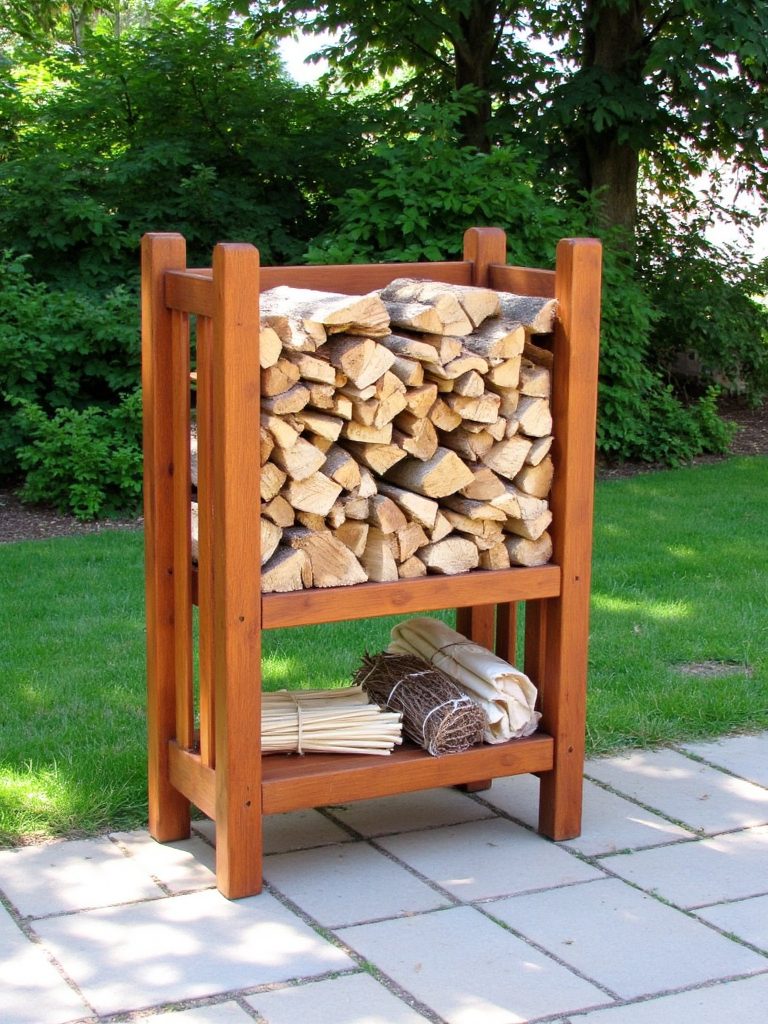 organized firewood with kindling