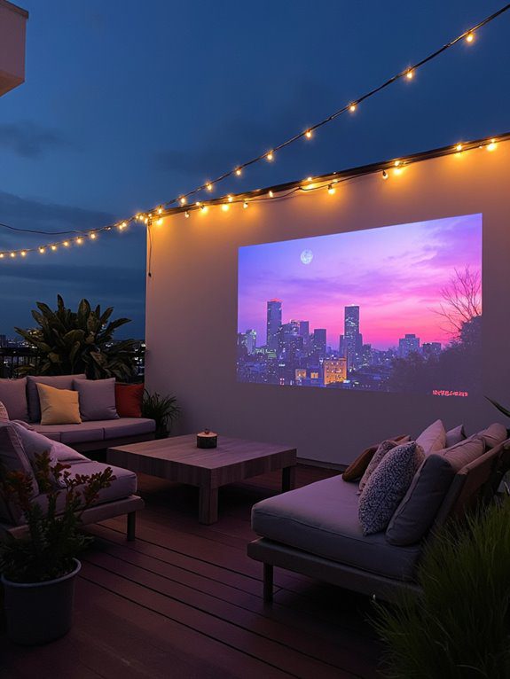 outdoor movie night setup