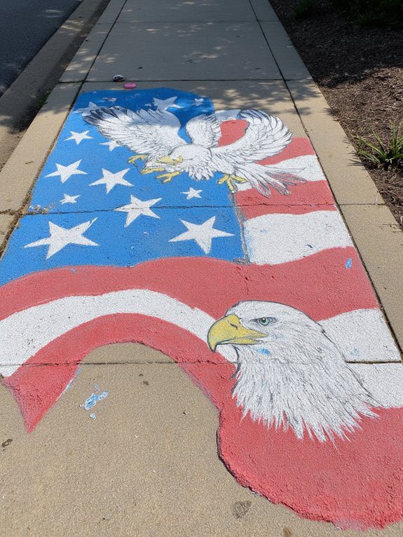 patriotic sidewalk chalk art