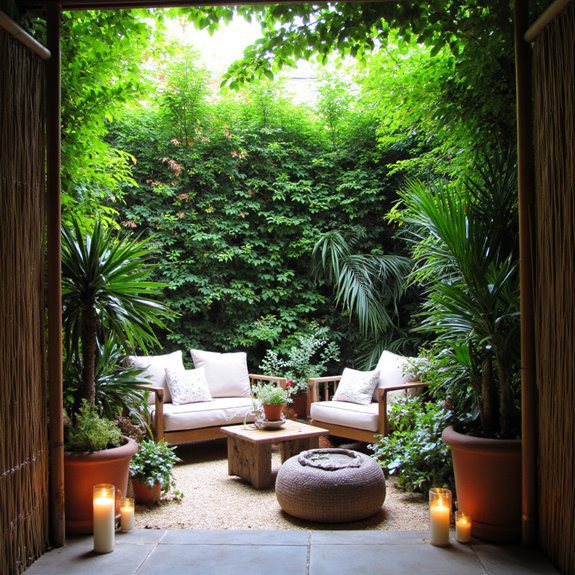 privacy with hedges and bamboo