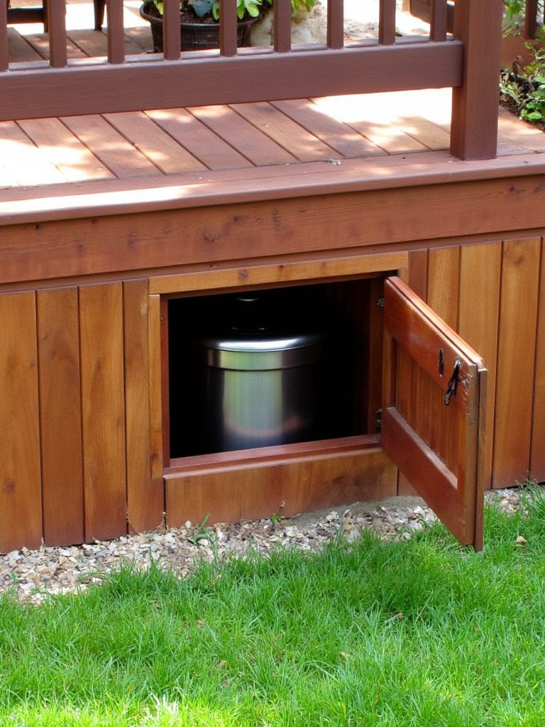 recessed trash bin design