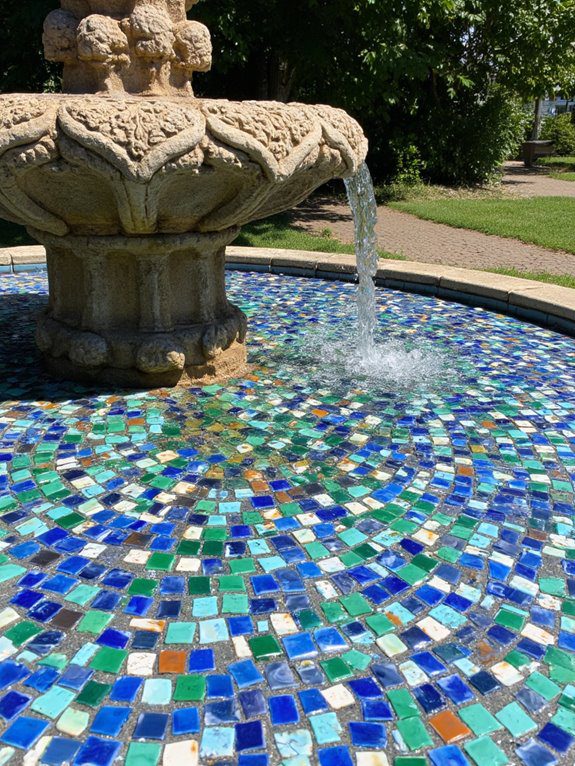 recycled tile fountain mosaic