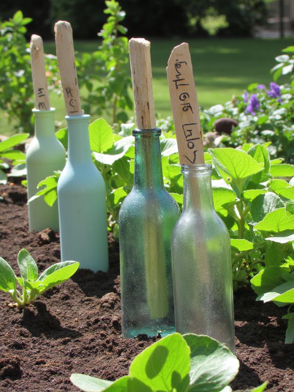 repurposed bottle plant labels